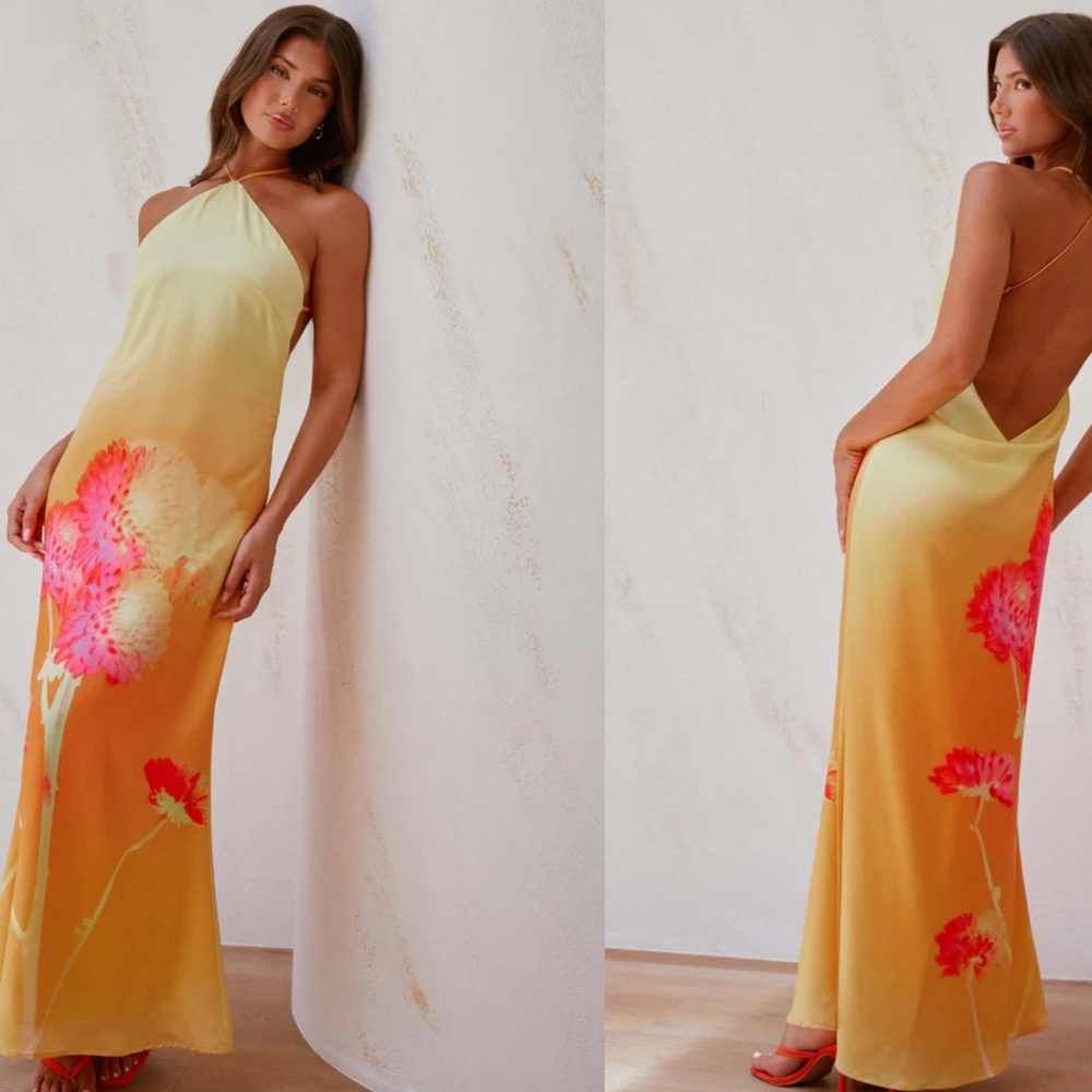 Peppermayo Chloe Maxi Dress - Orange Floral